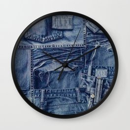 Blue Jeans Denim Patchwork Wall Clock