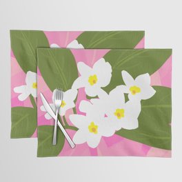 Jungle Flowers Retro Modern Tropical Pinks Placemat