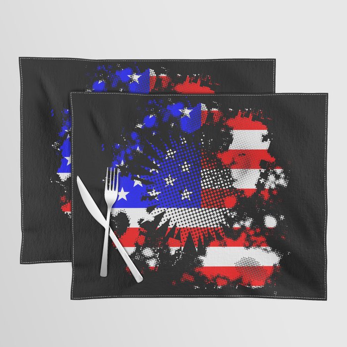 Halftone Grunge USA flag Background Placemat