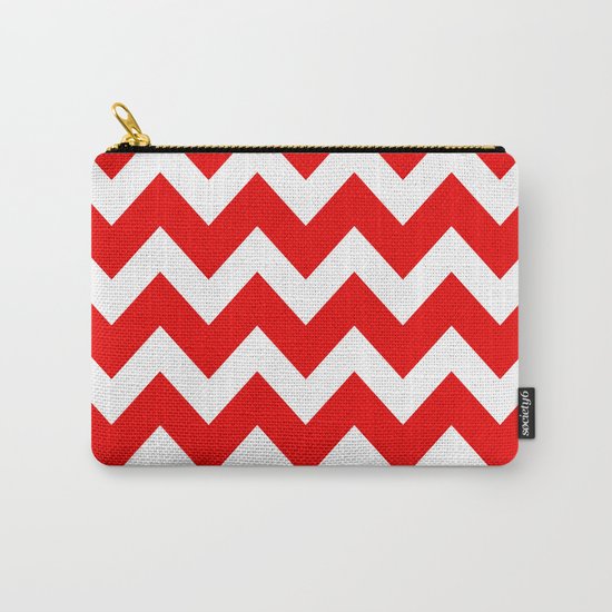 Chevron Red White Carry-All Pouch