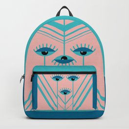 Unamused Eyes - Art Deco Backpack | Pulpsofwood, Turquoiseeyes, Graphicdesign, Pattern, Eyesdecor, Eyes, Evileyes, Abstract, Digital, Prettyeyes 
