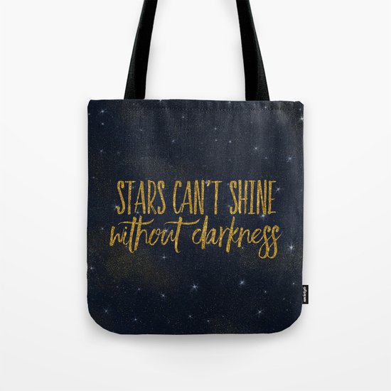Stars- Darkness - sparkling gold glitter effect night typography 1 on #Society6 Tote Bag