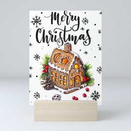 Merry Christmas "Gingerbread house" Mini Art Print