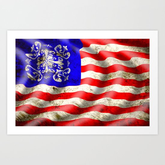 A wavy American flag Art Print