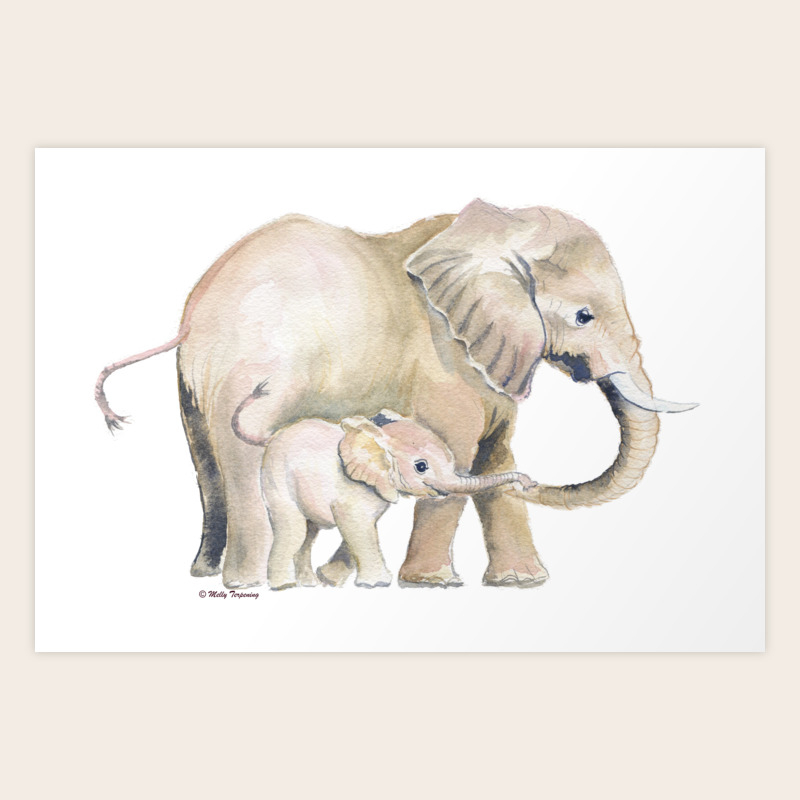 Mom And Baby Elephant 2 Art Print By Mellyterpening Society6