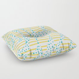 Spots and Stripes 2 - Turquoise and Yellow Floor Pillow