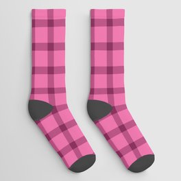 Valentine's retro tartan simple check burgundy pink Socks