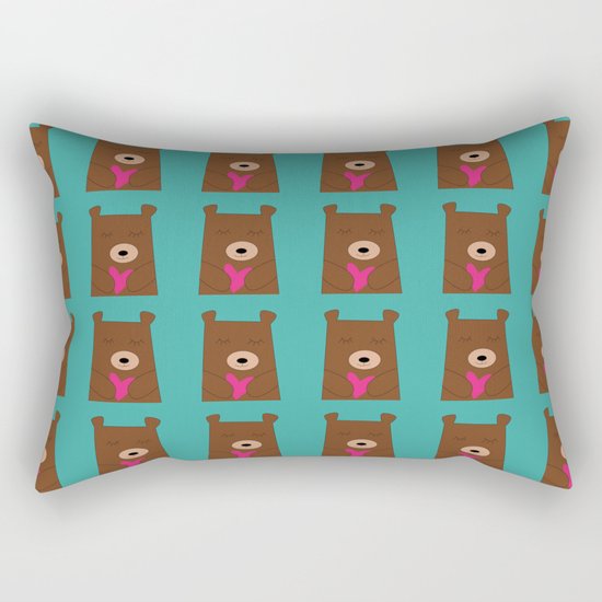 Bear in love Teal Rectangular Pillow