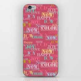Enjoy The Colors - Colorful typography modern abstract pattern on  Terracotta Red color background  iPhone Skin