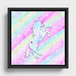 Pastel Rainbow Unicorn Framed Canvas
