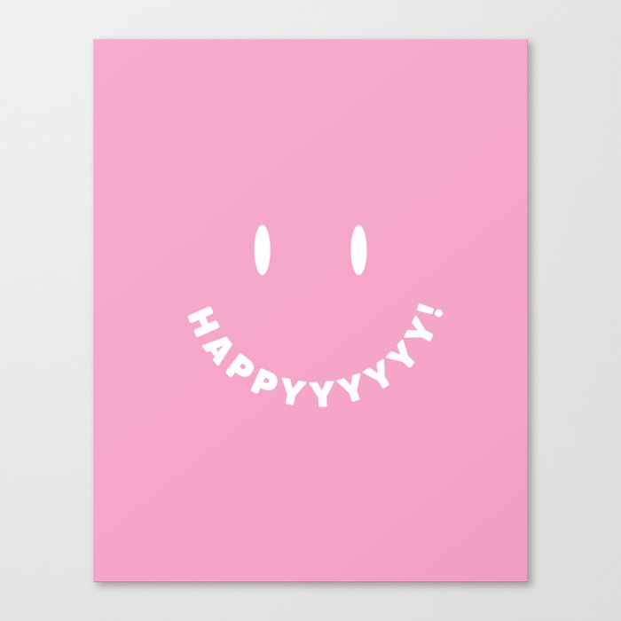Happy Smiley Face - Pink Canvas Print