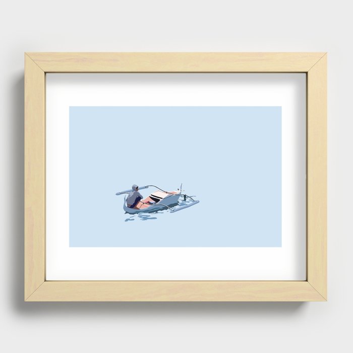 Young Man on a Small Boat Selling Pearls Illustration Recessed Framed Print