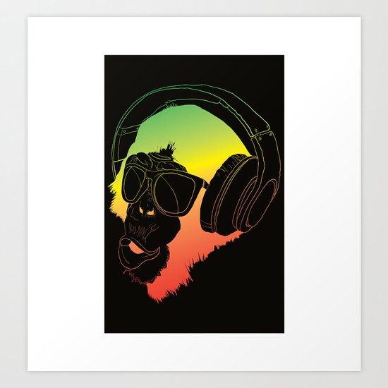 Jamin' Chimpanzie Art Print