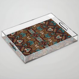 Colorful Oriental Rug Mandala Boho Pattern Acrylic Tray