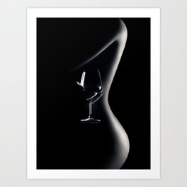 Nude woman red wine 3 Art Print