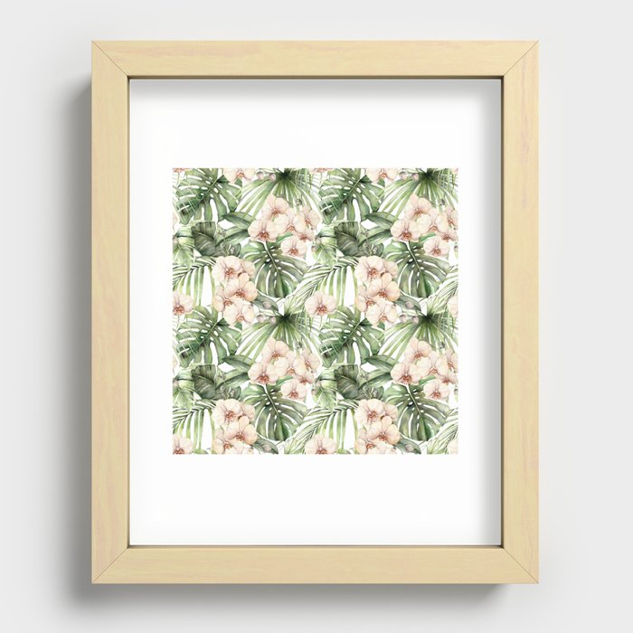 Tropical Orchid Jungle Leaf Botanical Recessed Framed Print