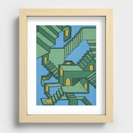 Optical illusion MC Escher Inspired Staircases Aesthetic Recessed Framed Print