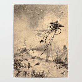 Vintage War of the Worlds Battle Illustration Poster