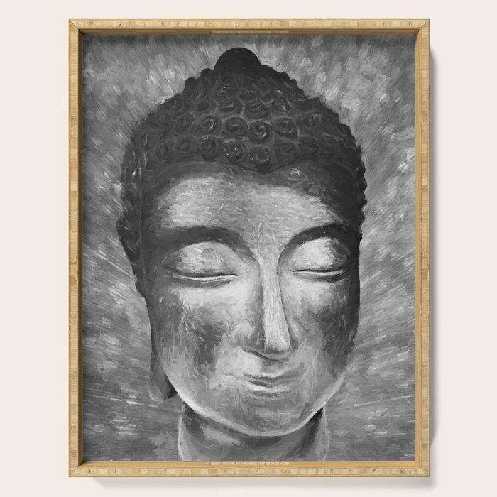 Silver Buddha Head By Brian Vegas Serving Tray By Brianvegas