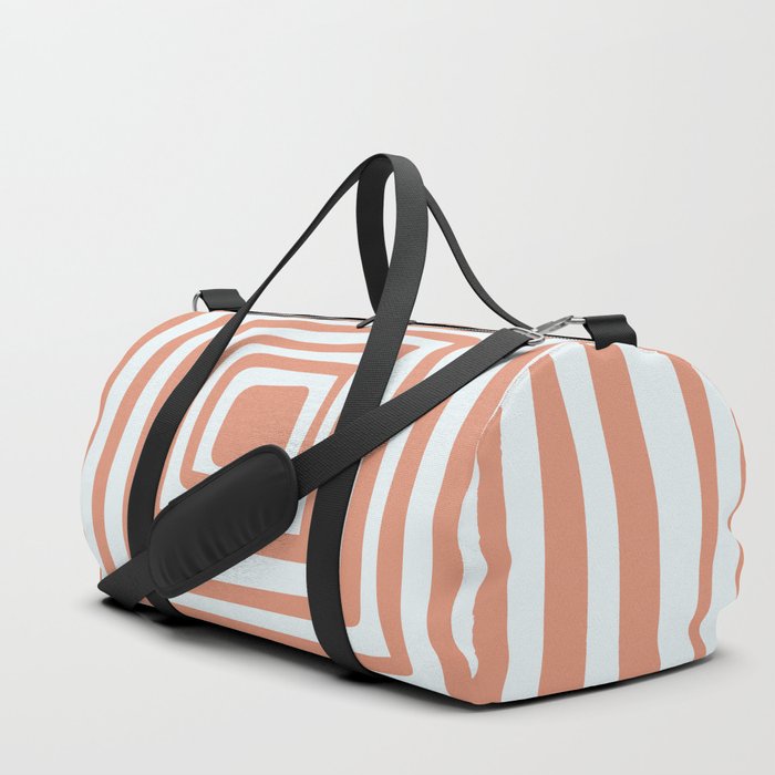 Abstract Concentric Squares Shapes Art - White and Orange Duffle Bag