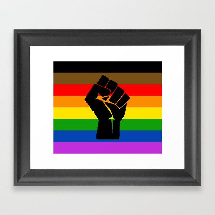 LGBT Pride Flag More Colors Raised Fist (More Pride) Framed Art Print