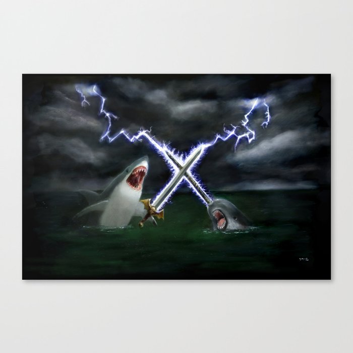 Shark vs. Narwhal  Canvas Print