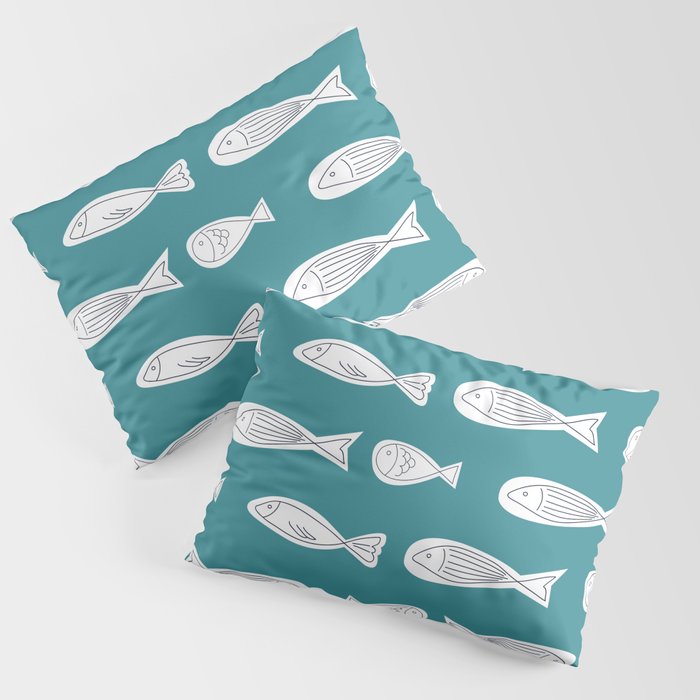 Little Fishes Pattern Astral Blue Background Pillow Sham