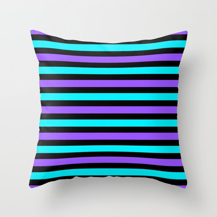 Purple And Blue Popular Strips Collection Throw Pillow