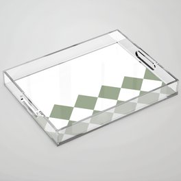 Sage Green and White Diamond Checkered With Solid White Horizontal Split   Acrylic Tray