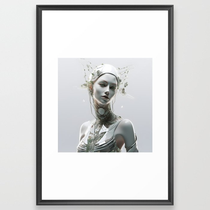 Beautiful SIlver Muse with a Long Neck Framed Art Print