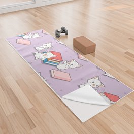 Cats and Books Pattern Yoga Towel