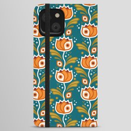 One Eyed Tulips – Orange & Teal iPhone Wallet Case