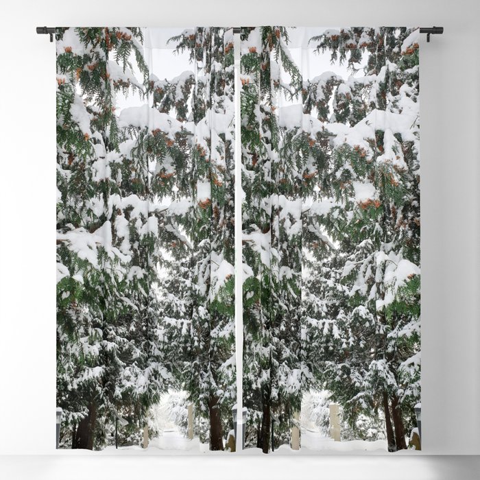 Snowy Fir Trees Blackout Curtain