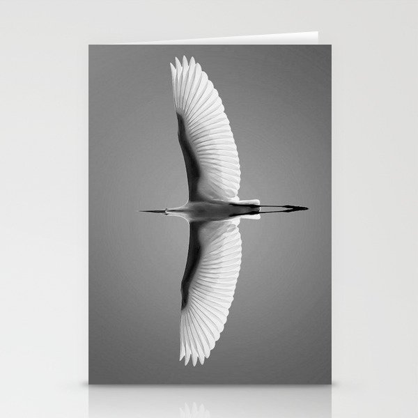 Wings of an Egret in Mid-flight black and white photography - black and white photographs Stationery Cards