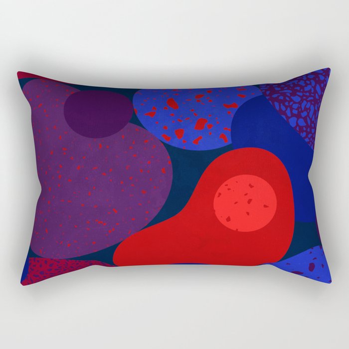 Terrazzo red blue purple night Rectangular Pillow