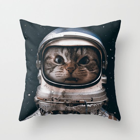 Space catet Throw Pillow