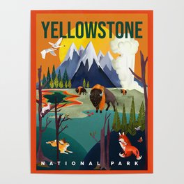 Colorful Geometric Yellowstone National Park Travel Art Poster. Version #2 Poster