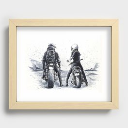 Romantic biker couple Recessed Framed Print