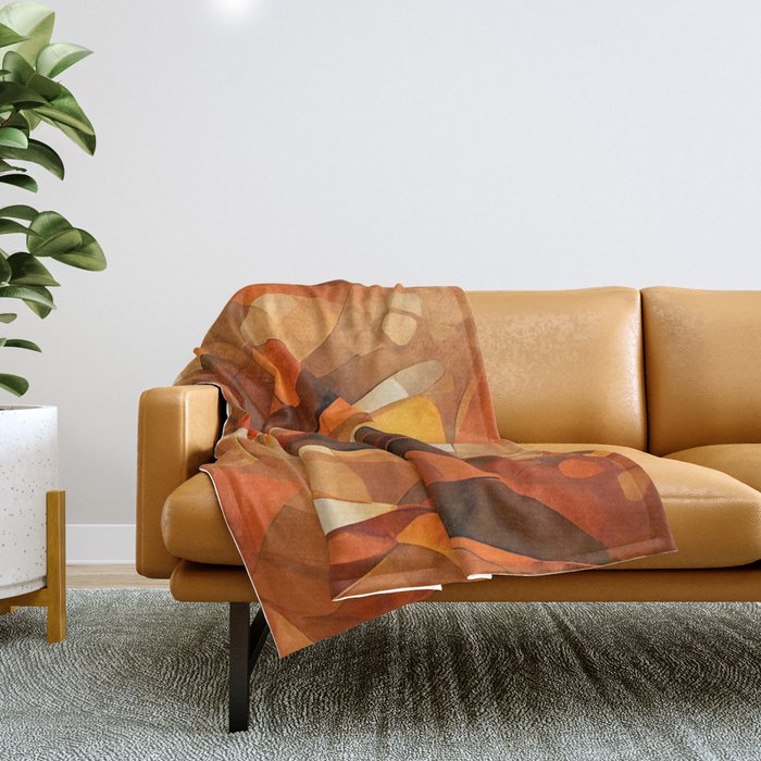 Orange and brown original abstract digital artwork Throw Blanket