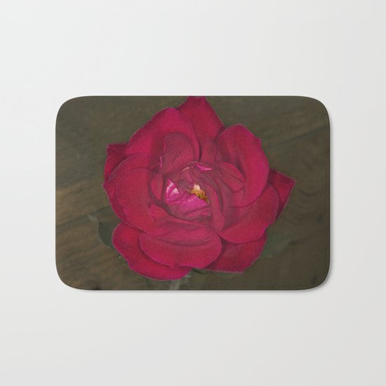 Red Rose in bloom Bath Mat