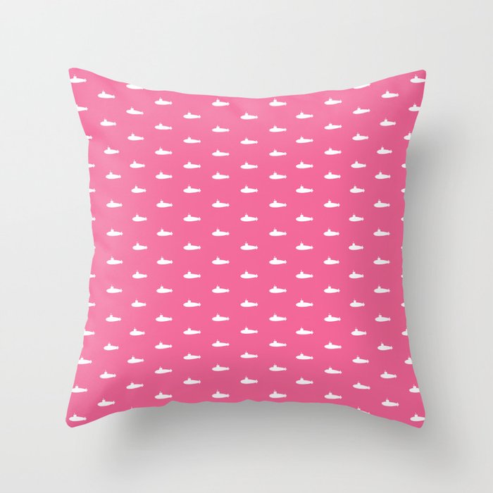 Tiny Submarines - Bright Pink Throw Pillow