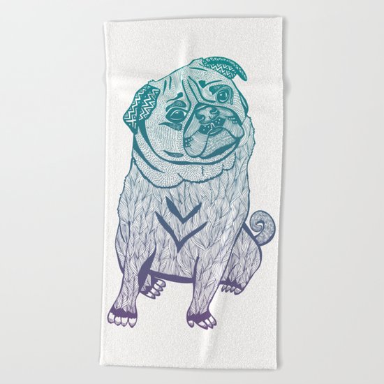 Duotone Pug Beach Towel