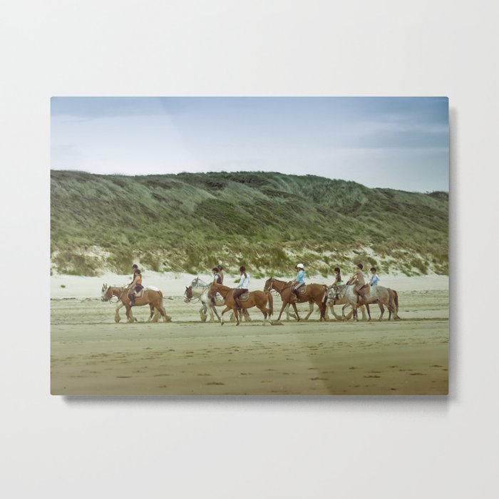 Balade à cheval, beach, Touquet Metal Print