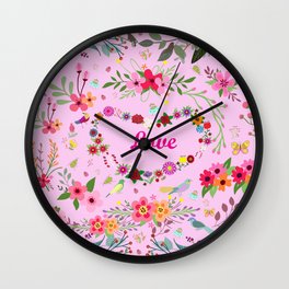 Say I love you with flowers Wall Clock
