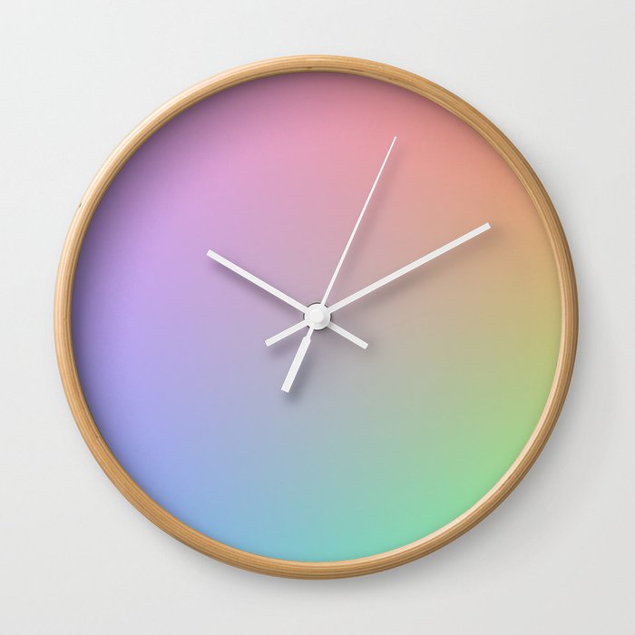 RAINBOW Soft Pastel colors Ombre pattern  Wall Clock