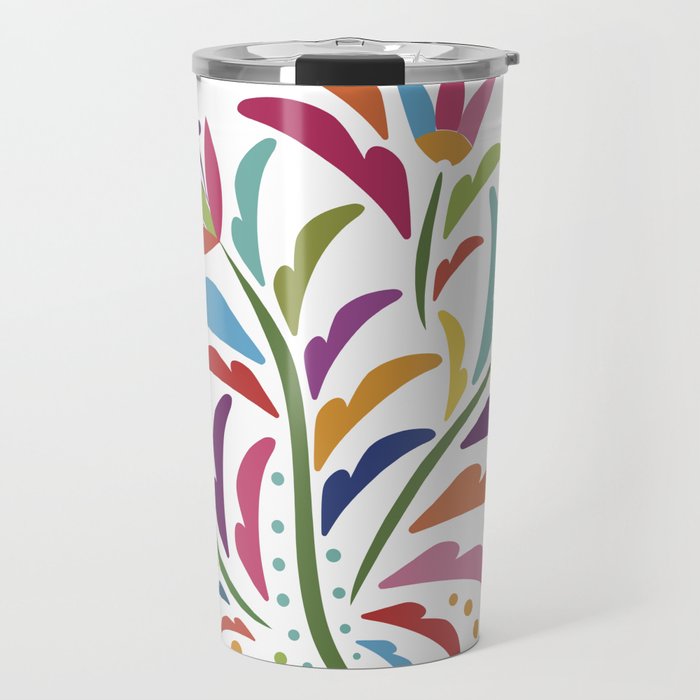 Mexican Otomí Floral Composition by Akbaly Travel Mug