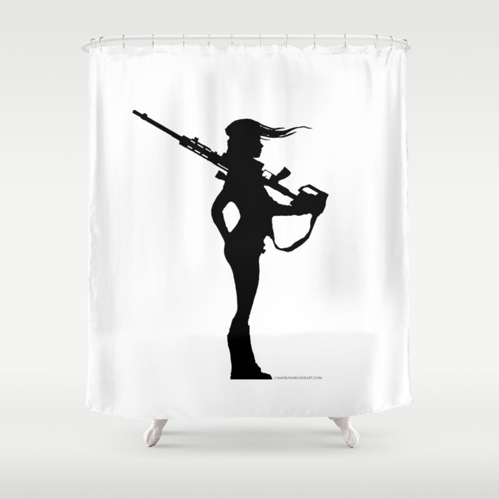 Cameron Archer Black Logo Shower Curtain