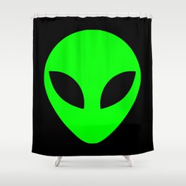Black and Green Alien Head Shape Shower Curtain