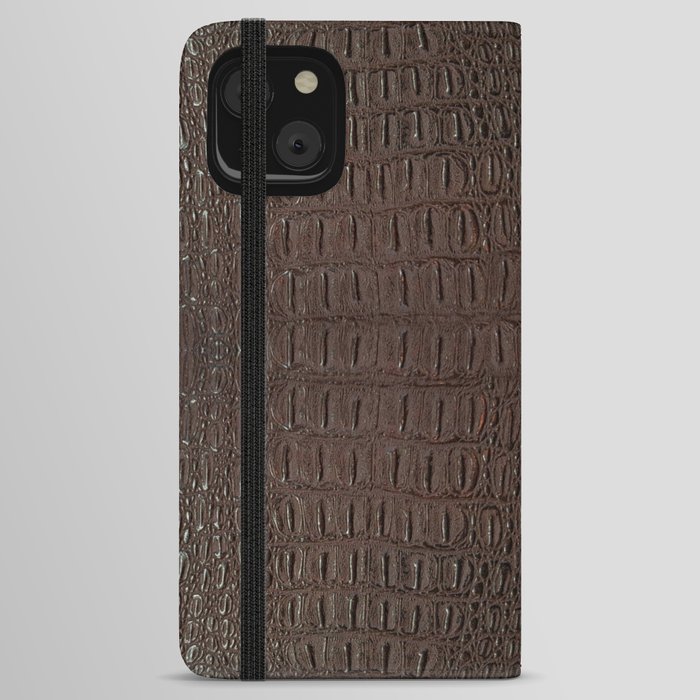 Brown Alligator Skin Print iPhone Wallet Case