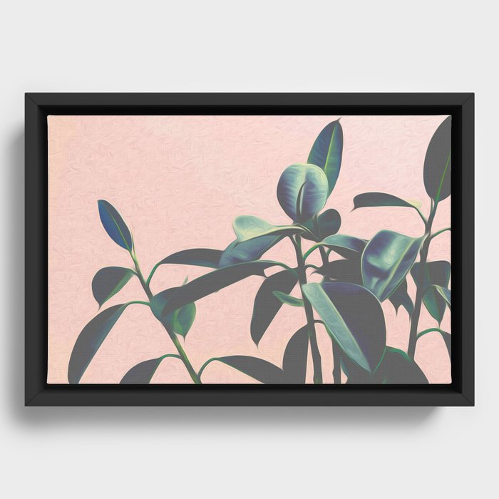Pink Tropical Leaves Framed Canvas